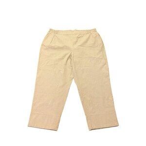 Lane‎ Bryant Pants 24 Linen Blend High Rise Tapered Leg Pull On Oatmeal NWT